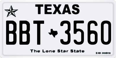 TX license plate BBT3560
