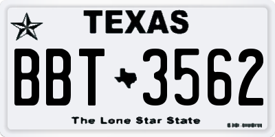 TX license plate BBT3562