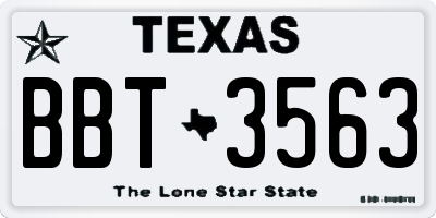 TX license plate BBT3563