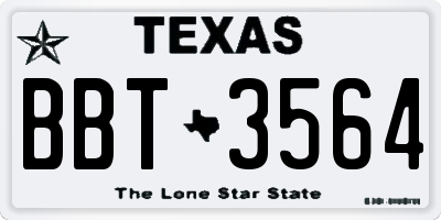 TX license plate BBT3564