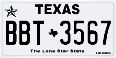 TX license plate BBT3567