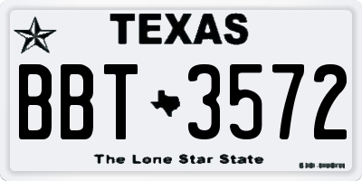 TX license plate BBT3572