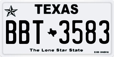 TX license plate BBT3583