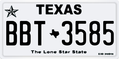 TX license plate BBT3585