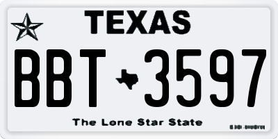 TX license plate BBT3597