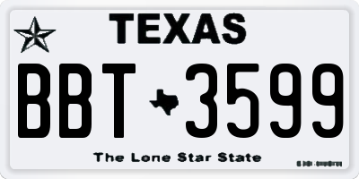 TX license plate BBT3599