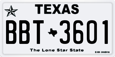 TX license plate BBT3601