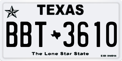 TX license plate BBT3610