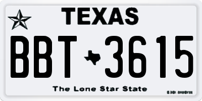 TX license plate BBT3615