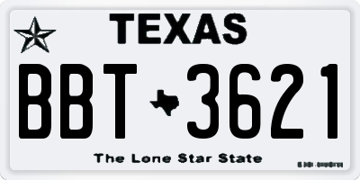 TX license plate BBT3621