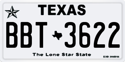 TX license plate BBT3622