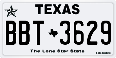 TX license plate BBT3629