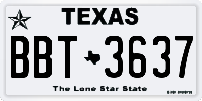 TX license plate BBT3637