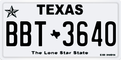 TX license plate BBT3640