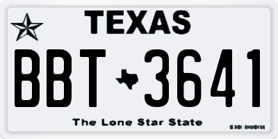 TX license plate BBT3641