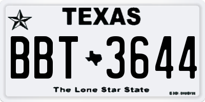 TX license plate BBT3644