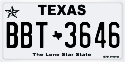 TX license plate BBT3646