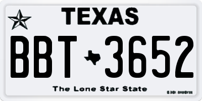 TX license plate BBT3652