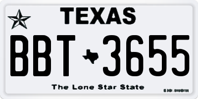 TX license plate BBT3655