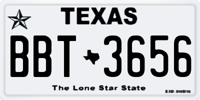 TX license plate BBT3656