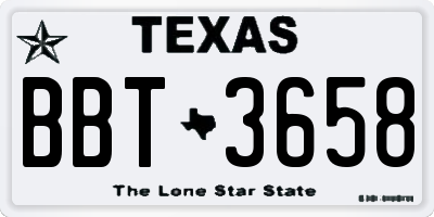 TX license plate BBT3658