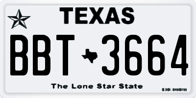 TX license plate BBT3664