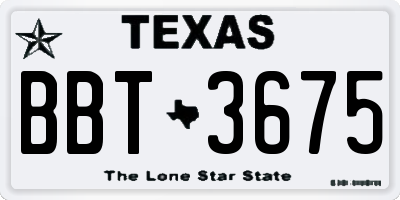 TX license plate BBT3675