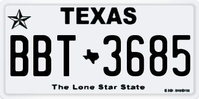 TX license plate BBT3685
