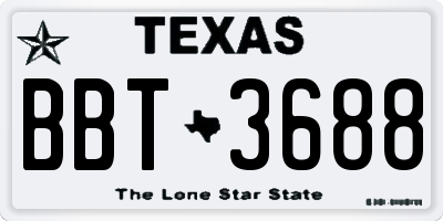 TX license plate BBT3688