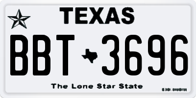 TX license plate BBT3696