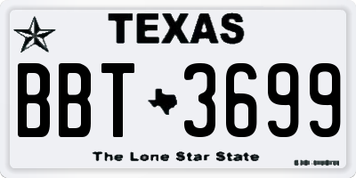 TX license plate BBT3699