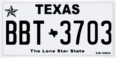 TX license plate BBT3703
