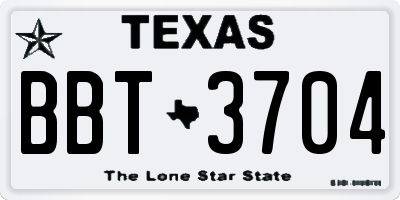 TX license plate BBT3704