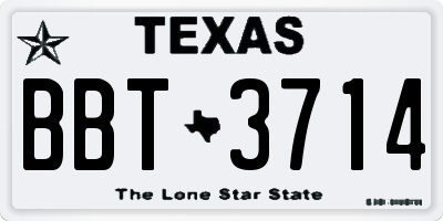TX license plate BBT3714