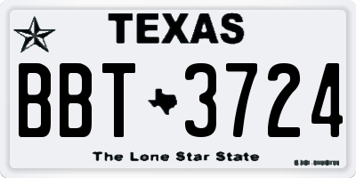 TX license plate BBT3724