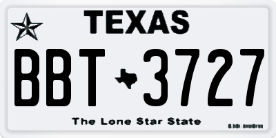 TX license plate BBT3727