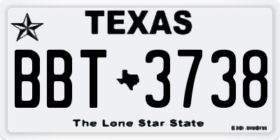TX license plate BBT3738