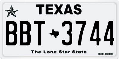 TX license plate BBT3744