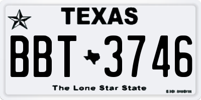 TX license plate BBT3746