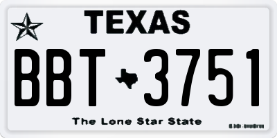 TX license plate BBT3751