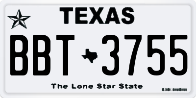 TX license plate BBT3755