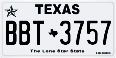 TX license plate BBT3757