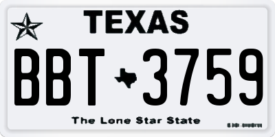 TX license plate BBT3759