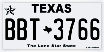 TX license plate BBT3766