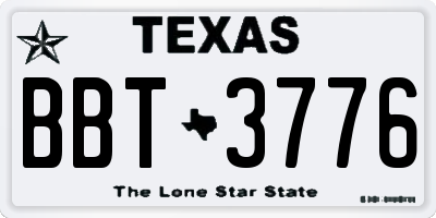 TX license plate BBT3776