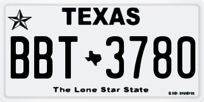 TX license plate BBT3780