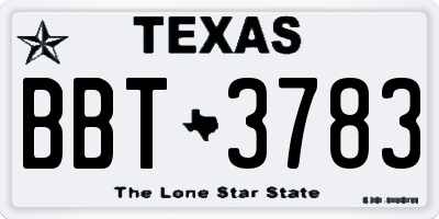 TX license plate BBT3783
