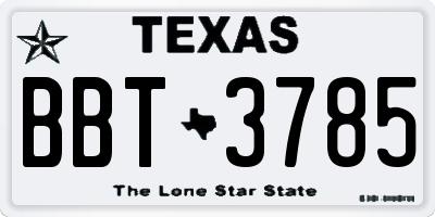 TX license plate BBT3785