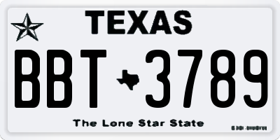 TX license plate BBT3789