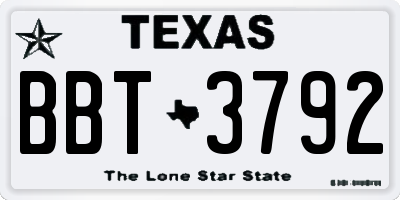 TX license plate BBT3792